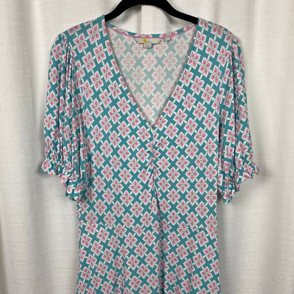 Boden Blue&Pink V Neck Jersey Midi Dress Sz.12L - Picture 4 of 13